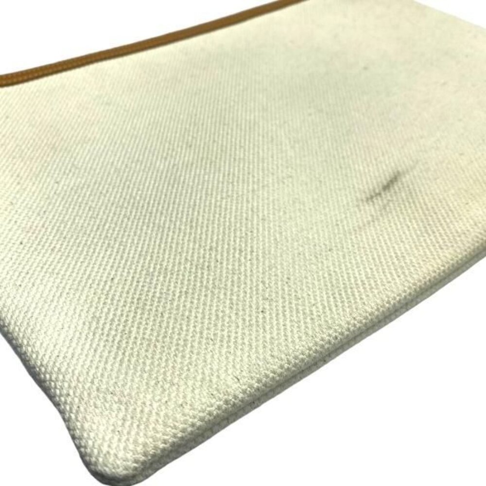 Celine Clutch Bag Second Bag Large Pouch Handbag Logo Canvas Leather Ivory - Picture 4 of 6